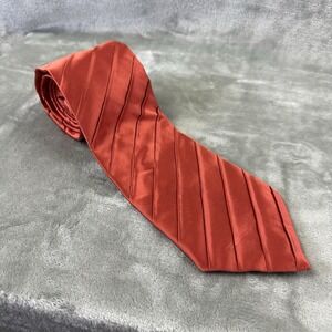 Collection Adam 100% Silk Neck Tie 4" x 60" Orange Textured Stripes